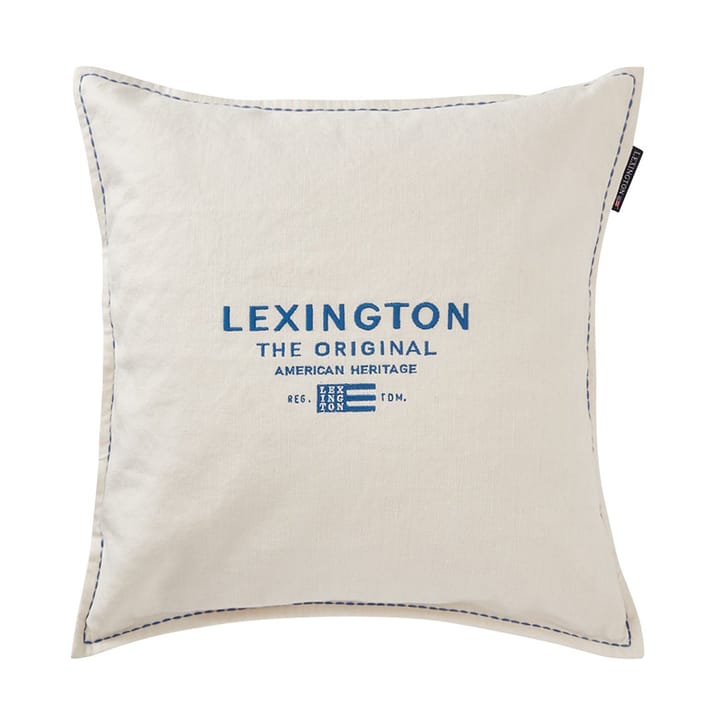 Logo Embroidered Linen/Cotton 靠枕套 50x50 cm - 白色 - Lexington