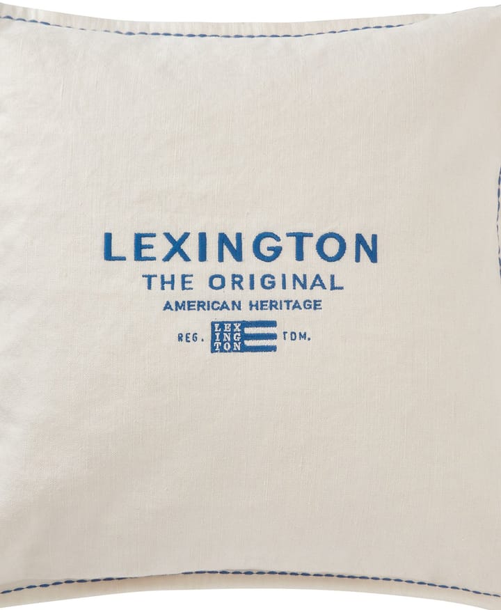 Logo Embroidered Linen/Cotton 靠枕套 50x50 cm - 白色 - Lexington