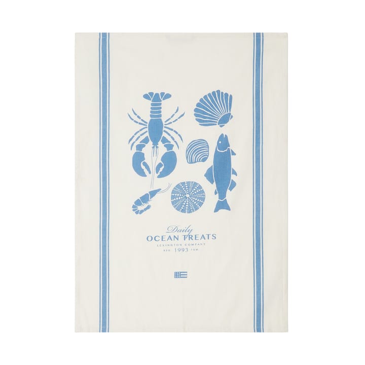 Ocean treats printed Cotton 厨房巾 50x70 cm - 白色 - Lexington