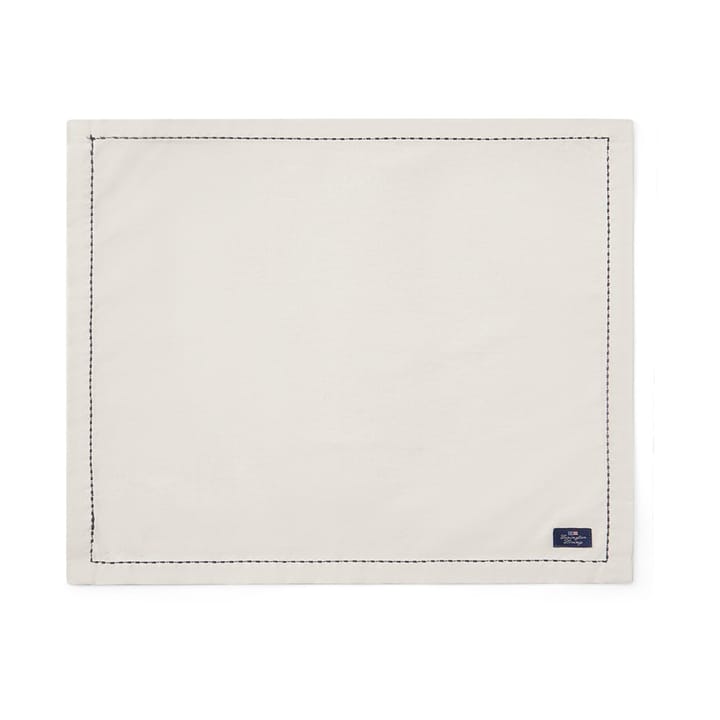 Org Cotton Oxford 餐垫 stitches 40x50 cm - Beige-dark grey - Lexington