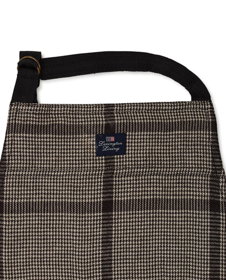 Pepita Check Cotton Linen 围裙, Dark 灰色-米色 Lexington