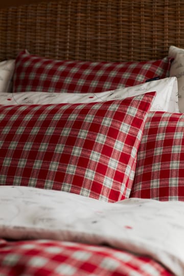 Red Checked Cotton Flannel 床上用品套装 - 50x60 cm. 150x210 cm - Lexington