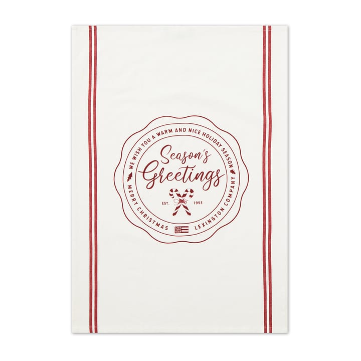 Seasons Greetings Printed tea 毛巾 50x70 cm - 白色-红色 - Lexington