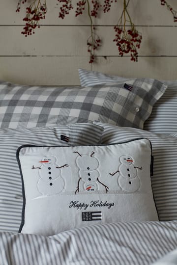 Snowmen Embroidered Cotton Velvet 靠枕|靠垫 30x40 cm - 雪白 白色-深灰色 - Lexington