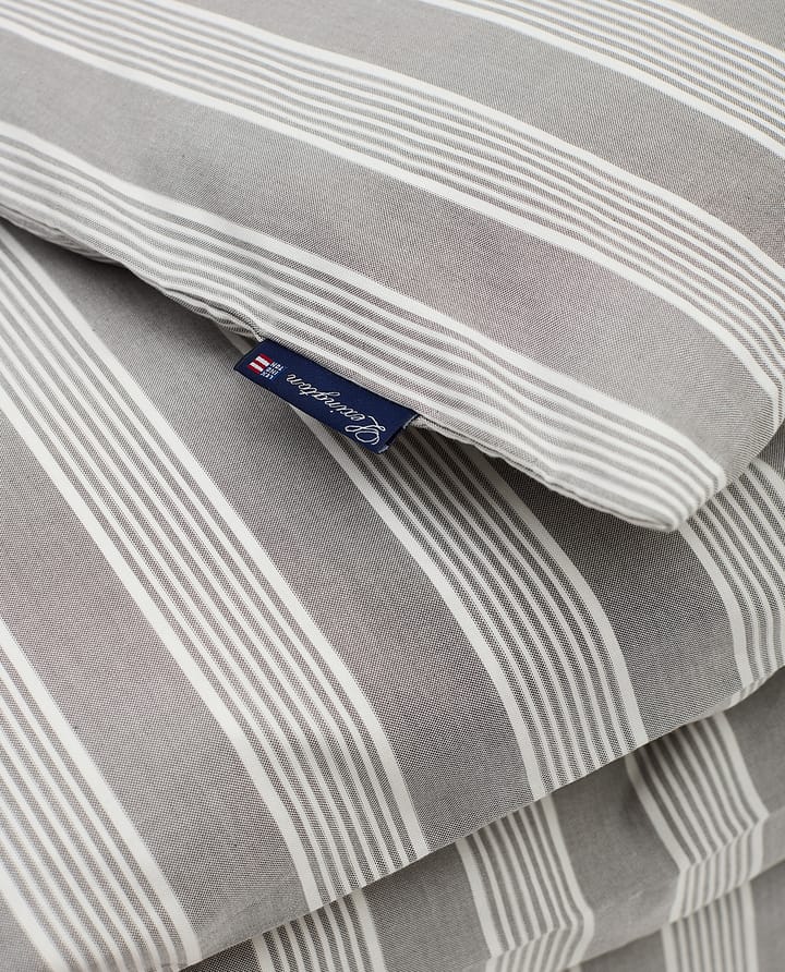 Striped Lyocell Cotton duvet cover 150x210 cm - 灰色-白色 - Lexington