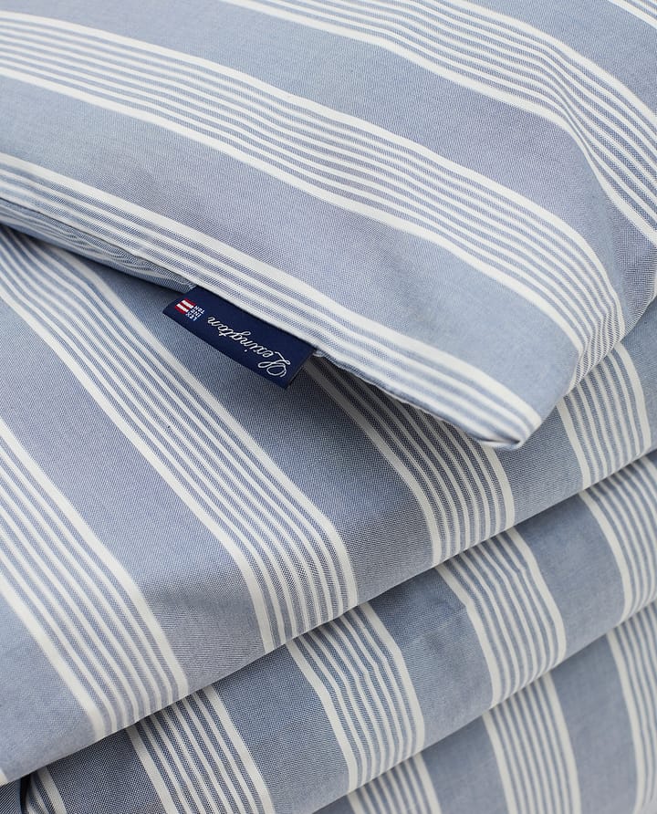 Striped Lyocell Cotton duvet cover 150x210 cm - 蓝色-白色 - Lexington