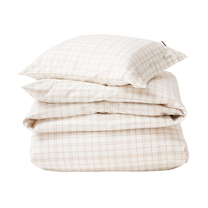 White/Beige Checked Lyocell/Cotton 床上用品套装 - 50x60 cm, 220x220 cm - Lexington