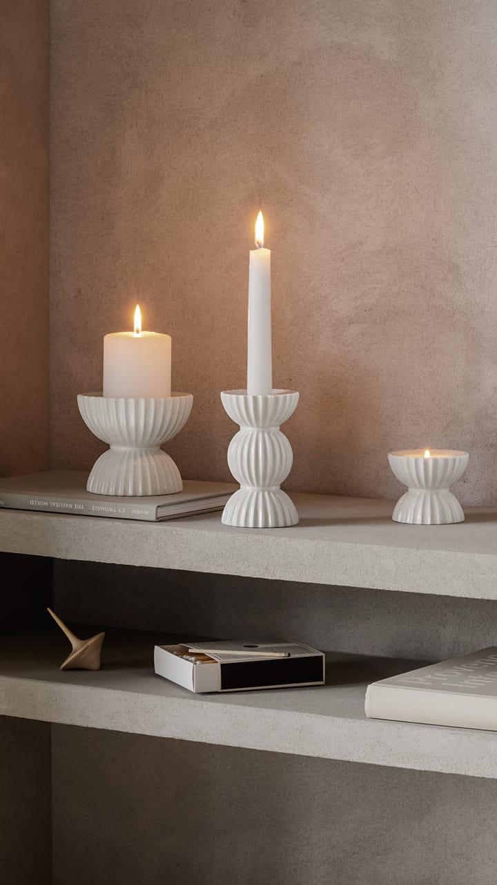 Lyngby Tura tealight holder Ø8 cm - 白色 - Lyngby Porcelæn