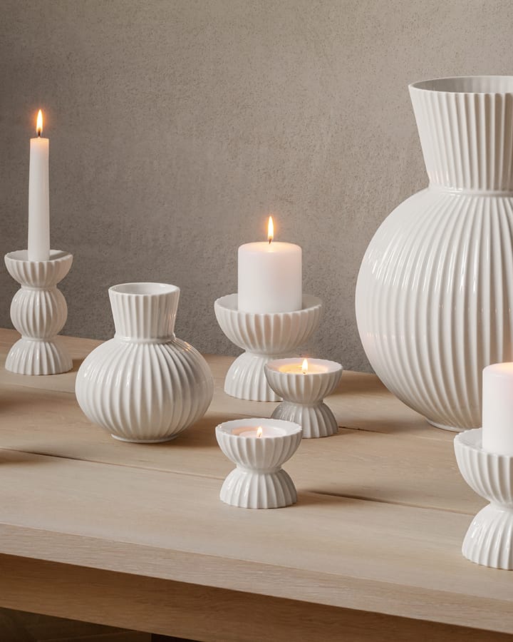 Lyngby Tura tealight holder Ø8 cm - 白色 - Lyngby Porcelæn