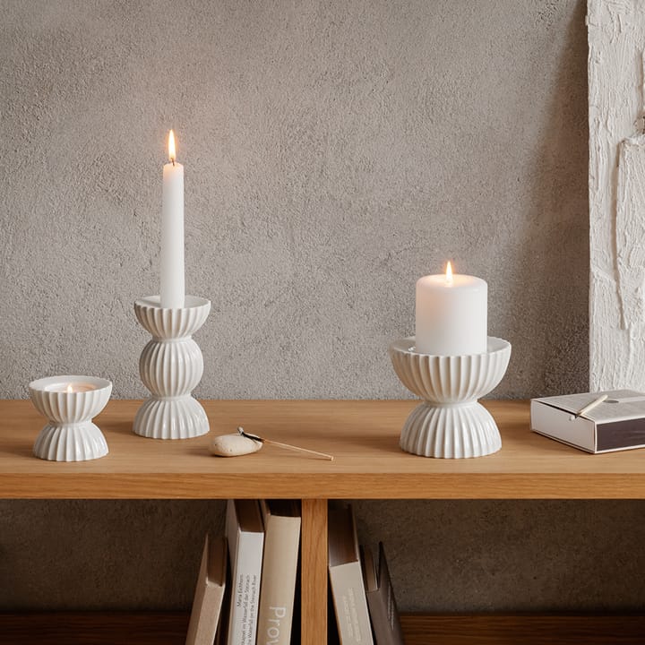 Lyngby Tura tealight holder Ø8 cm - 白色 - Lyngby Porcelæn