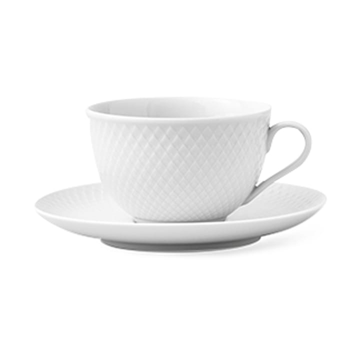 Rhombe tea 杯子和碟子 24 cl - White - Lyngby Porcelæn