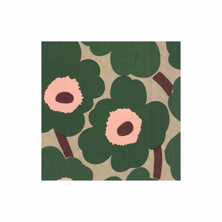 Unikko napkins 33x33cm 20件装 - 绿色-粉色 - Marimekko