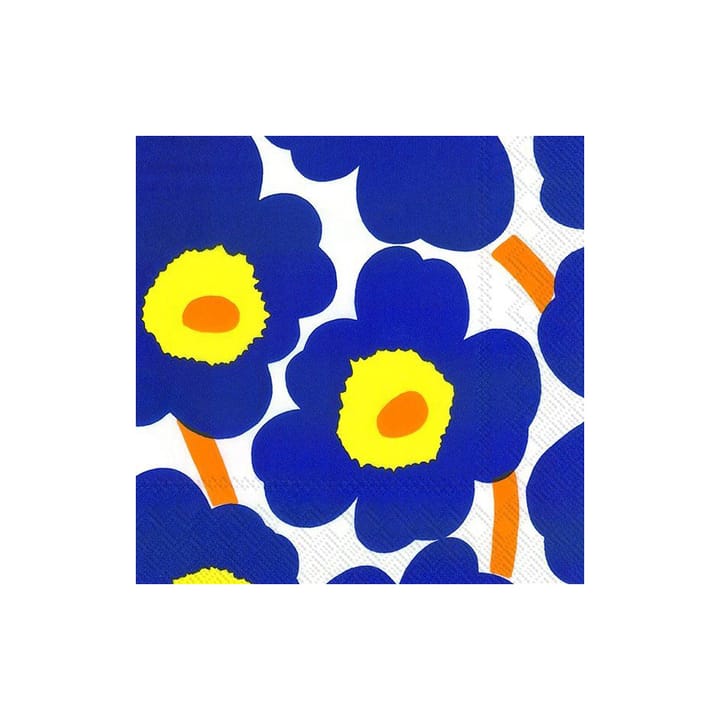 Unikko napkins 33x33cm 20件装 - 蓝色-黄色 - Marimekko