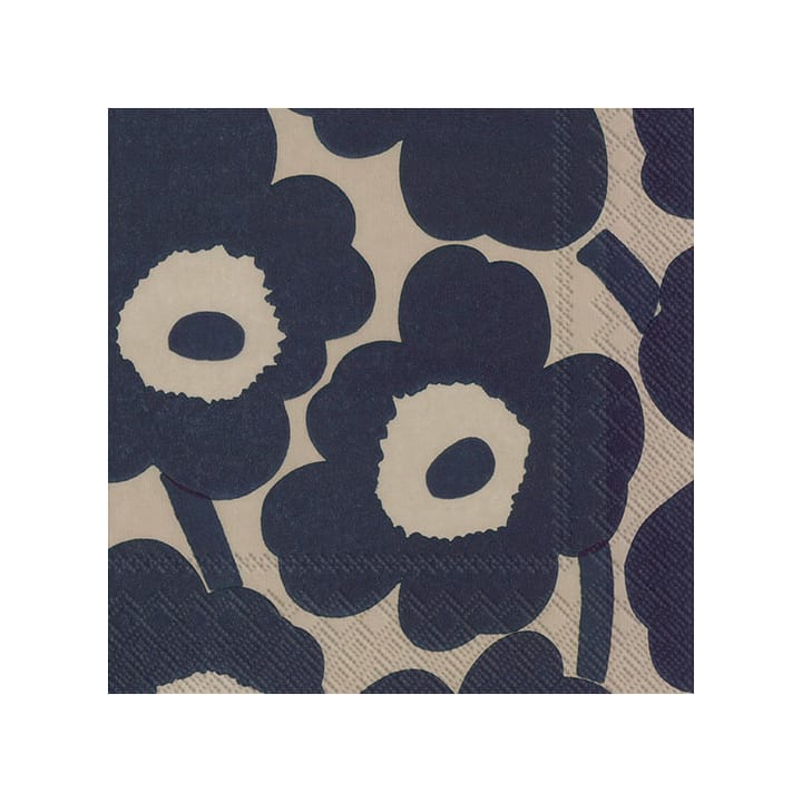 Unikko napkins 33x33cm 20件装 - 亚麻色-蓝色 - Marimekko