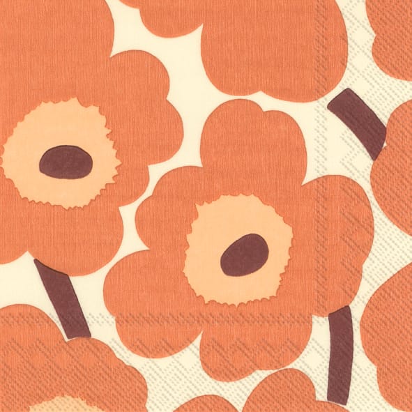 Unikko napkins 33x33cm 20件装 - 奶油色-红陶 - Marimekko