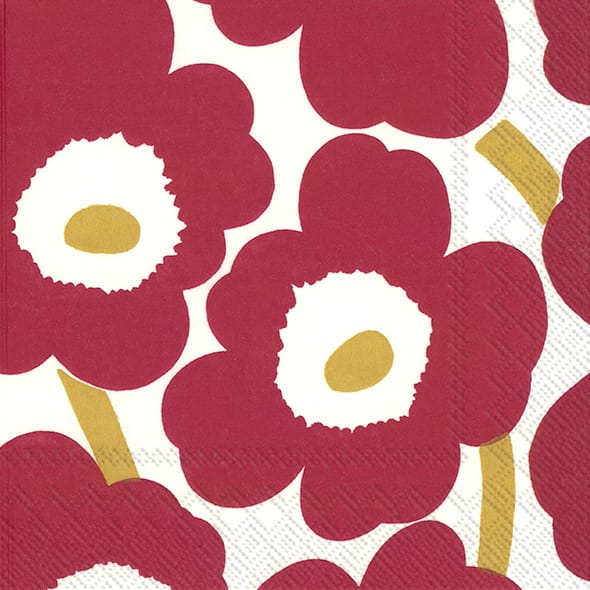 Unikko napkins 33x33cm 20件装 - 红色-金色 - Marimekko