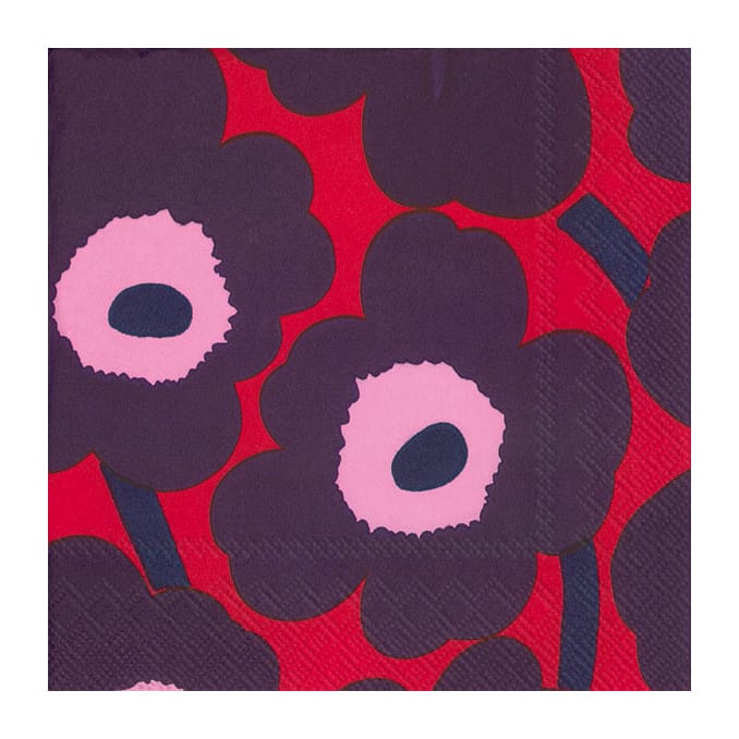 Unikko napkins 33x33cm 20件装 - 红色-蓝色 - Marimekko