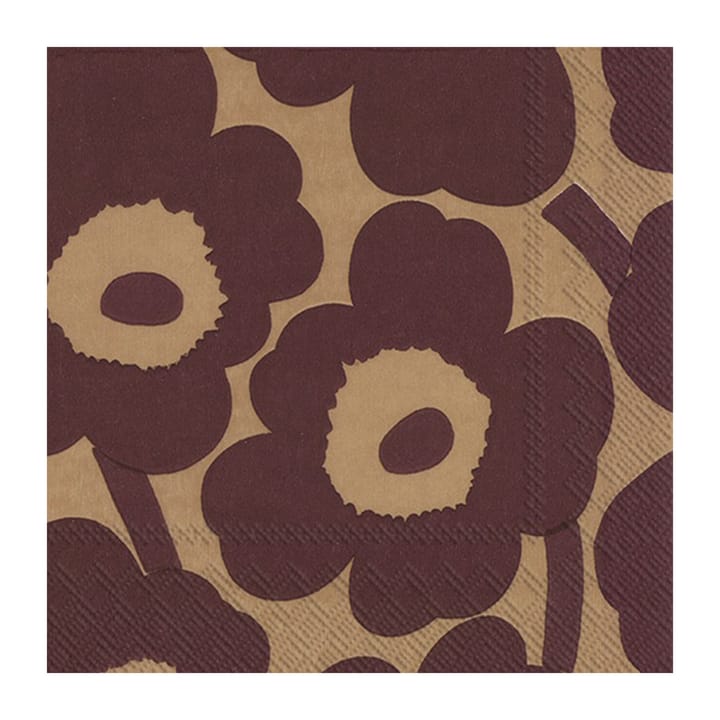 Unikko napkins 33x33cm 20件装 - 亚麻色-波尔多红 - Marimekko