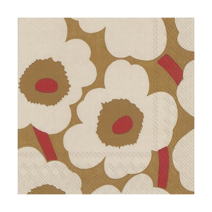 Unikko napkins 33x33cm 20件装 - 深奶油色-红色 - Marimekko