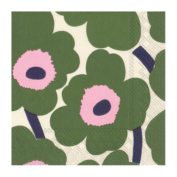 Unikko napkins 33x33cm 20件装 - 深绿 - Marimekko