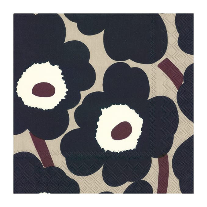 Unikko napkins 33x33cm 20件装 - 蓝色 亚麻色 - Marimekko