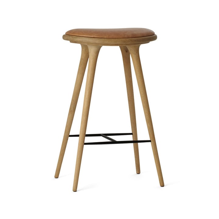 Mater high stool barstool high 74 cm 凳子 - leather natural, soap-finished oak stand - Mater