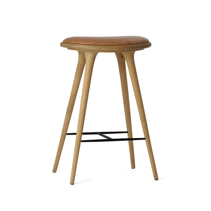 Mater high stool barstool low 69 cm 凳子 - leather natural, soap-finished oak stand - Mater