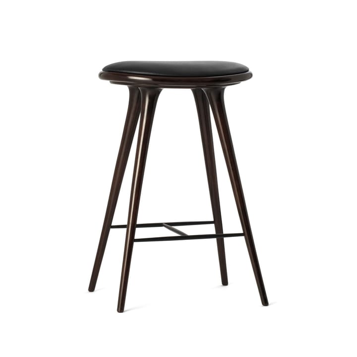 Mater high stool barstool low 69 cm 凳子 - leather 黑色, 棕色 stained beech stand - Mater