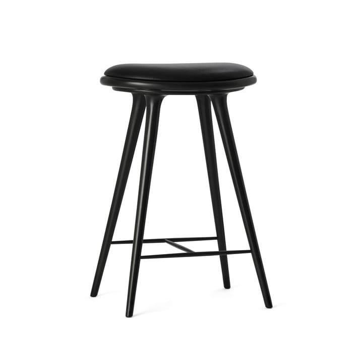 Mater high stool barstool low 69 cm 凳子 - leather 黑色, 黑色 stained beech stand - Mater