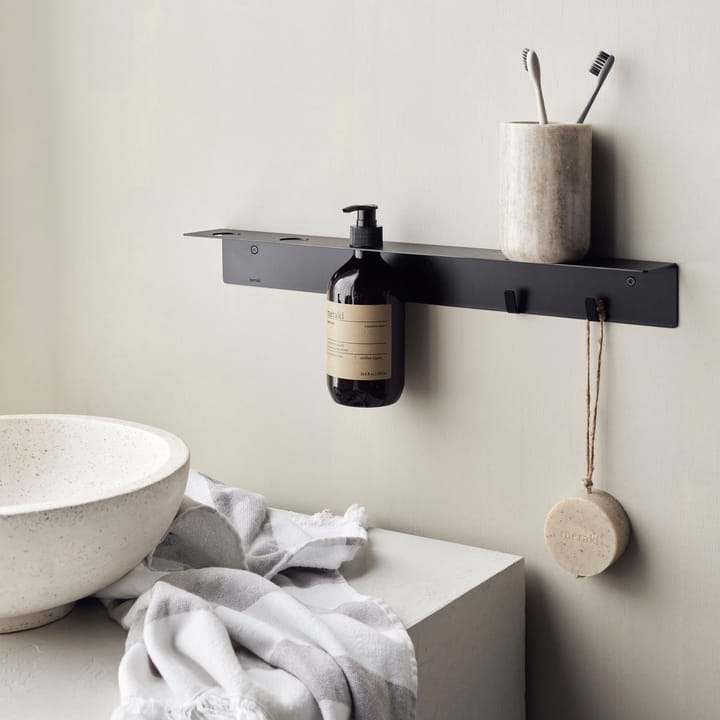 Meraki shelf with bottle hanger and hook - Brushed 黑色 finish - Meraki