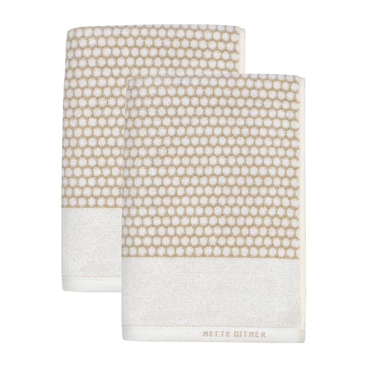 Grid guest towel 38x60 cm 2 pack - 沙色-off 白色 - Mette Ditmer