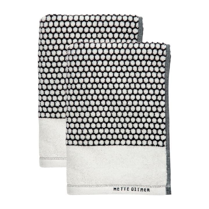 Grid guest towel 38x60 cm 2 pack - 黑色-off 白色 - Mette Ditmer