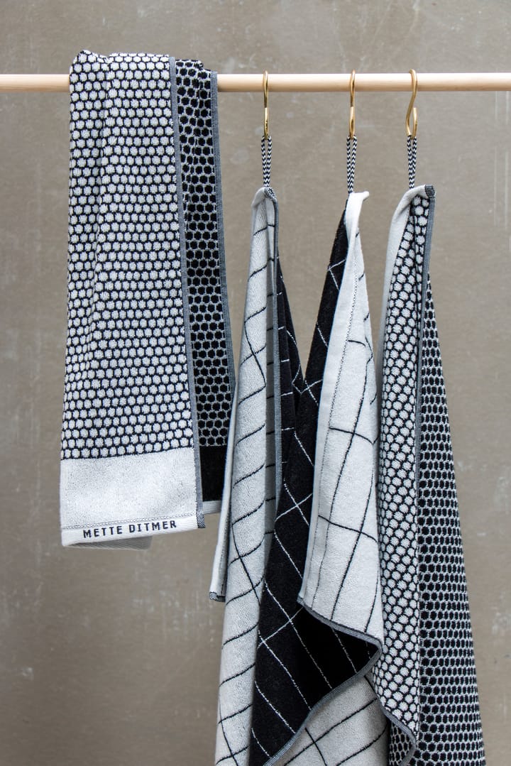 Grid guest towel 38x60 cm 2 pack - 黑色-off 白色 - Mette Ditmer