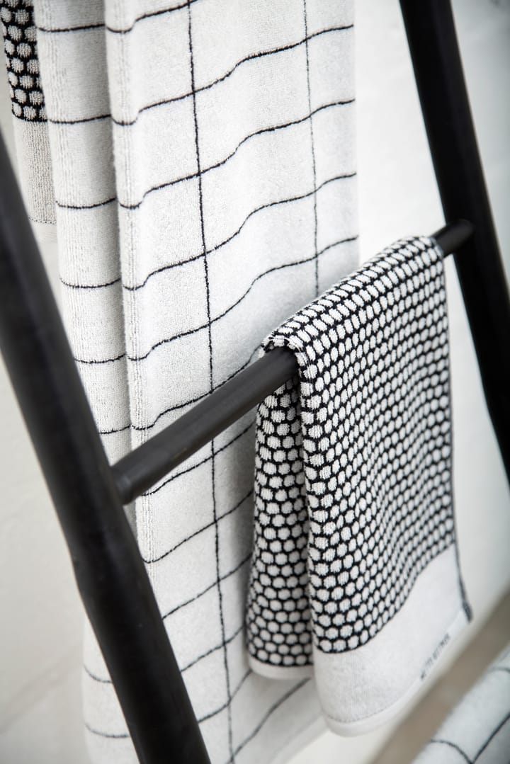 Grid guest towel 38x60 cm 2 pack - 黑色-off 白色 - Mette Ditmer