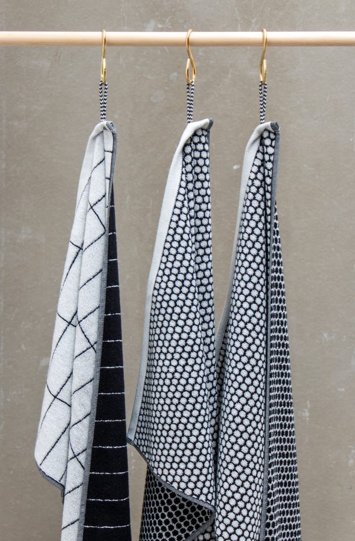 Grid guest towel 38x60 cm 2 pack - 黑色-off 白色 - Mette Ditmer