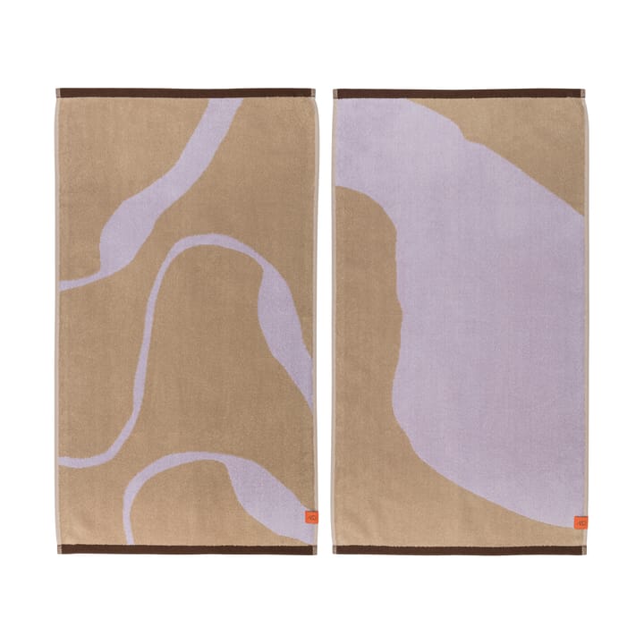 Nova Arte 毛巾 50x90 cm 两件套装 - 沙色-紫丁香 - Mette Ditmer