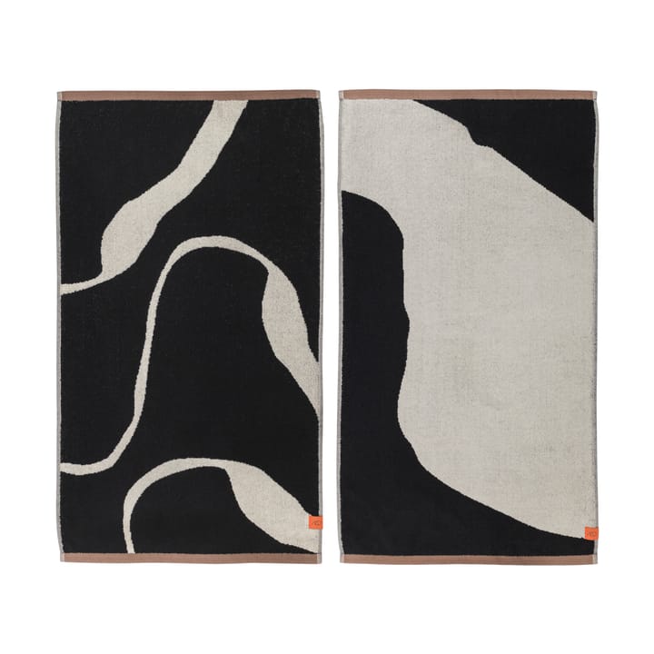 Nova Arte 毛巾 50x90 cm 两件套装 - 黑色-米白色 - Mette Ditmer