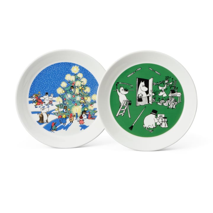 Drawing & Christmas 姆明盘子 2 件装 - Ø19 cm - Moomin Arabia