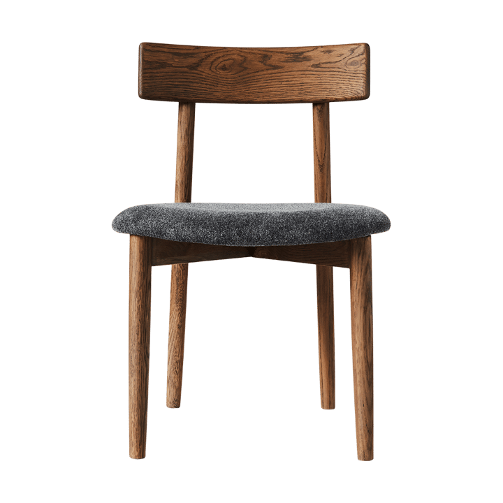 Tetra 椅子 with padded seat - 花岗岩色 coloured fabric-dark oiled 自然木色 - MUUBS