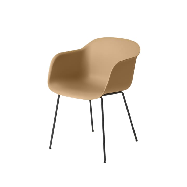 Fiber armchair tube base - Ochre-Anthracite 黑色 - Muuto