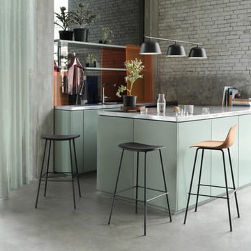 Fiber Barstool metal legs - Refine 皮革 琥珀棕色-黑色 - Muuto