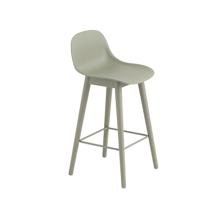 Fiber barstool with backrest 65 cm - Dusty 绿色-绿色 legs - Muuto