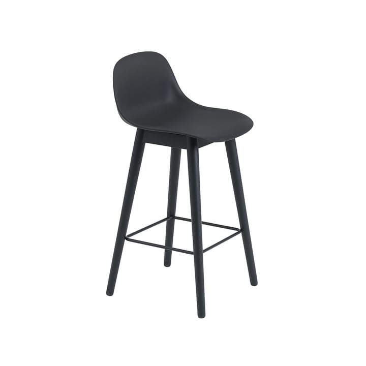 Fiber barstool with backrest 65 cm - 黑色-黑色 legs - Muuto