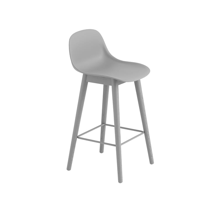 Fiber barstool with backrest 65 cm - 灰色-灰色 legs - Muuto