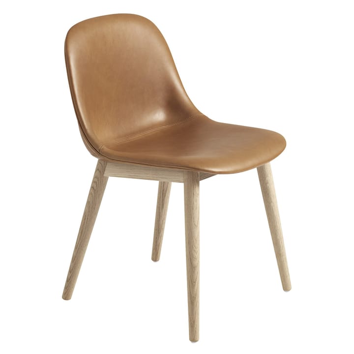 Fiber Side 椅子 with wooden legs - Cognac leather-oak - Muuto