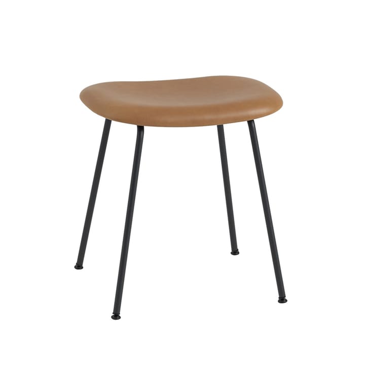 Fiber stool 凳子 - Leather cognac, 黑色 steel stand - Muuto