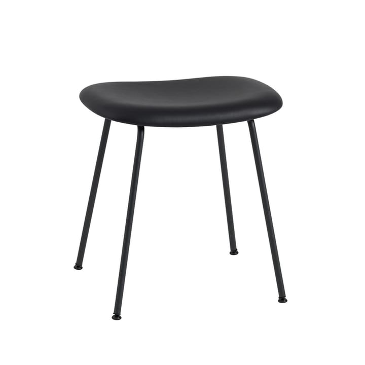 Fiber stool 凳子 - Leather 黑色, 黑色 steel stand - Muuto