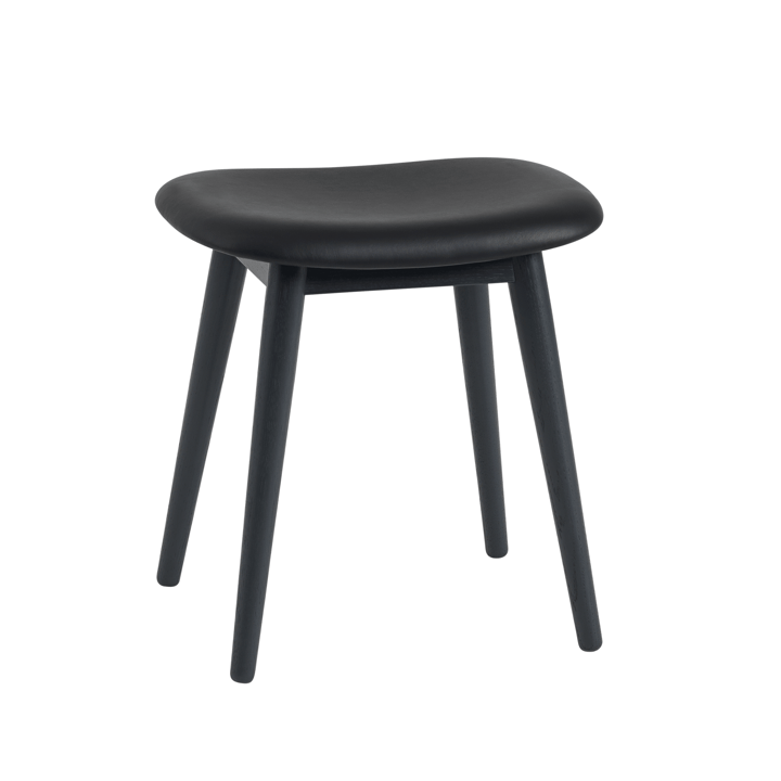 Fiber stool 凳子 - Leather 黑色, wooden legs - Muuto