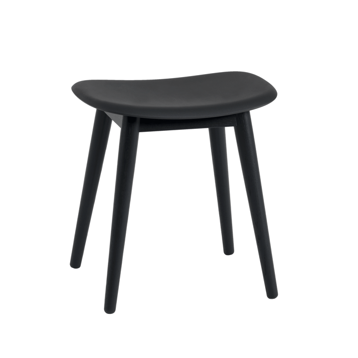 Fiber stool 凳子 - 黑色, wooden legs - Muuto