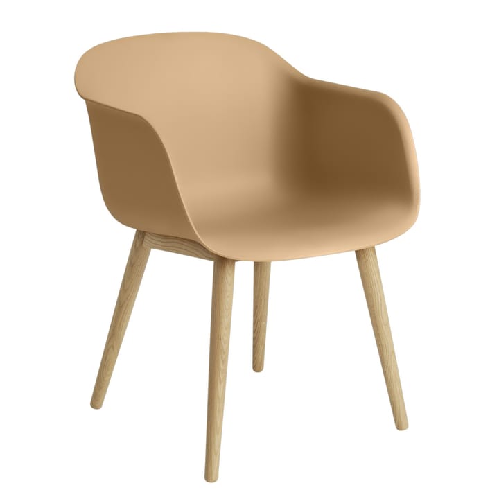 Fiber 椅子 椅子 with armrest 和 wooden legs - Ochre-oak - Muuto